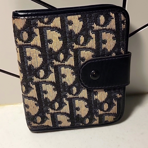 Bottom price! DIOR OBLIQUE NAVY CARDHOLDER KISSLOCK WALLET - Picture 1 of 11